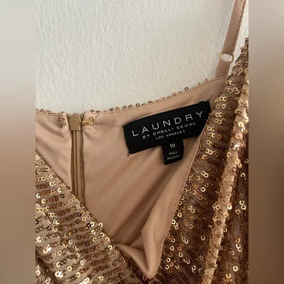 Laundry by Shelli Segal- Formal Gold Sequin Dress - Picture 3 of 5